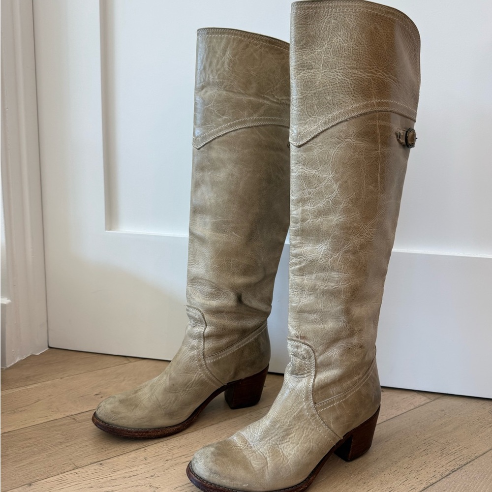 Frye Jane Over the Knee Boots in Taupe Leather 7.5